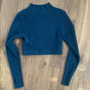 Teal Cropped Knit Sweater